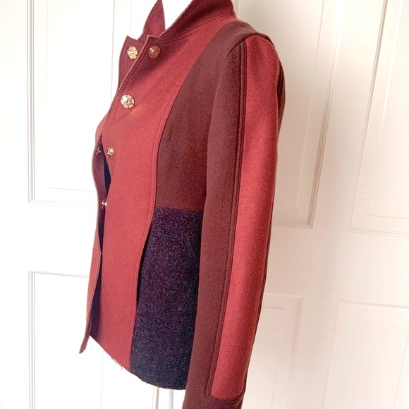 Fendi red short colorblock wool jacket 40 - Picture 3 of 14